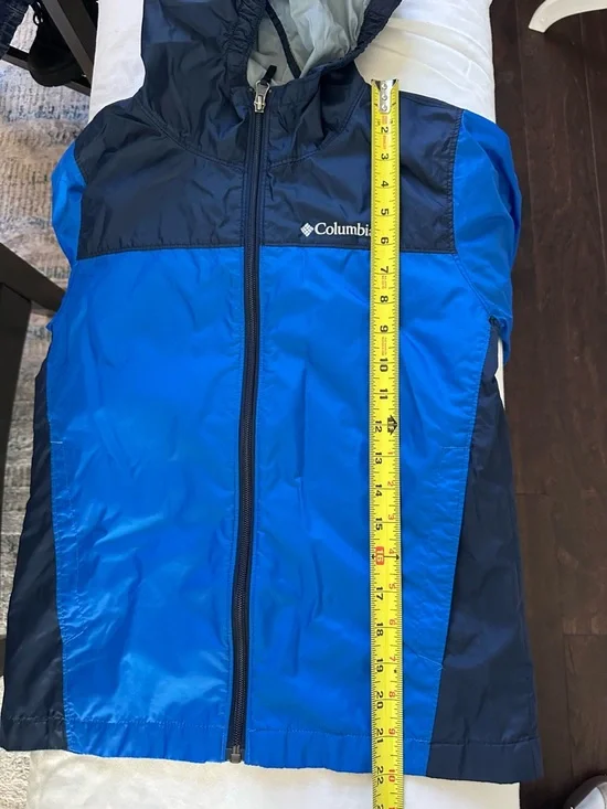 Columbia Youth Medium 10/12 Blue Hooded Windbreaker Jacket Lightweight - Picture 8 of 8